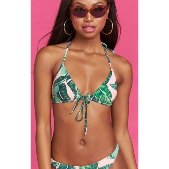 💕SHOW ME YOUR MUMU💕 Santorini Tie Top ~ Beverly Barbie Leaf Print XS NWT - Picture 1 of 8